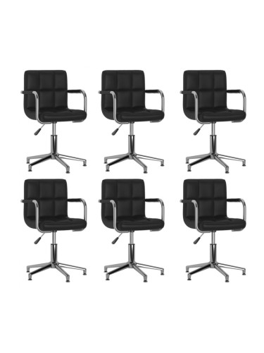 Sonata H Въртящи се трапезни столове, 6 бр, черни, изкуствена кожа