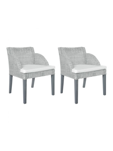 Sonata H Трапезни столове с възглавници 2 бр сиви естествен ратан