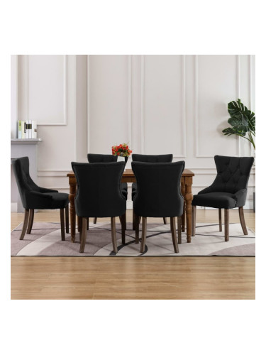 Sonata H Трапезни столове, 6 бр, черни, текстил