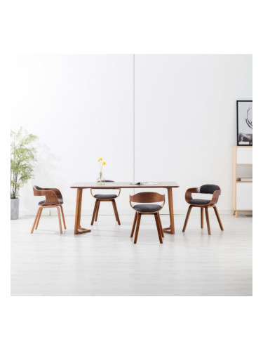 Sonata H Трапезни столове, 4 бр, тъмносиви, текстил и извито дърво