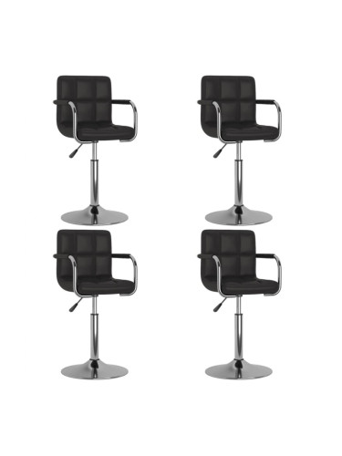 Sonata H Въртящи се трапезни столове, 4 бр, черни, изкуствена кожа