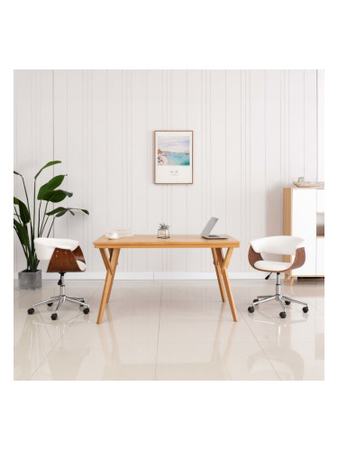 Sonata H Въртящи се трапезни столове, 2 бр, бели, изкуствена кожа