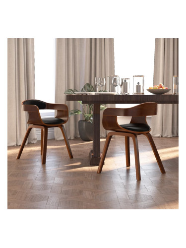 Sonata H Трапезни столове, 2 бр, черно, извито дърво и изкуствена кожа