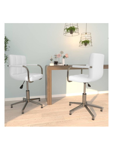 Sonata H Въртящи се трапезни столове, 2 бр, бели, изкуствена кожа