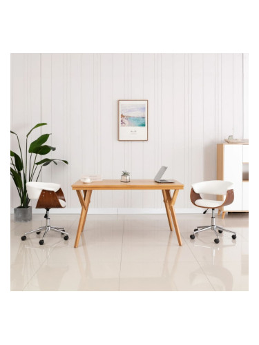 Sonata H Въртящ се трапезен стол, бял, огънато дърво и изкуствена кожа