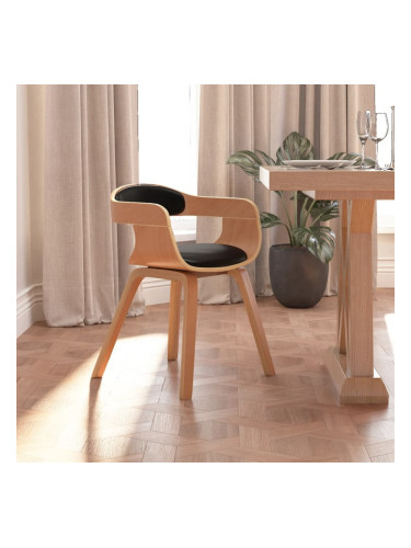 Sonata H Трапезен стол, черен, извито дърво и изкуствена кожа