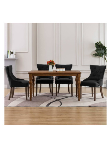 Sonata H Трапезни столове, 4 бр, черни, текстил