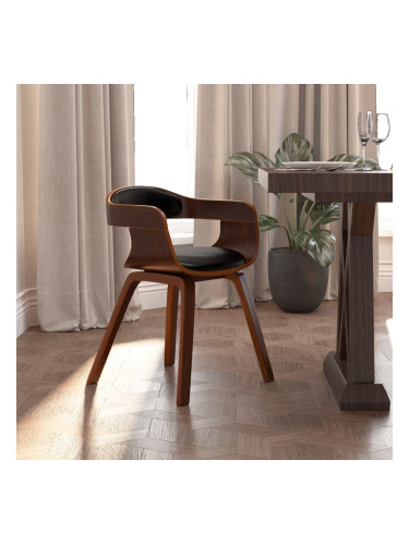 Sonata H Трапезен стол, черен, извито дърво и изкуствена кожа