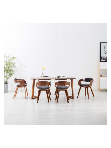 Sonata H Трапезни столове, 6 бр, тъмносиви, текстил и извито дърво