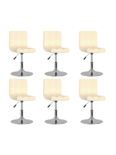 Sonata H Въртящи се трапезни столове, 6 бр, кремави, текстил