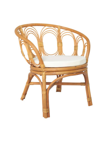 Sonata H Трапезен стол с възглавница, светлокафяв, естествен ратан и лен