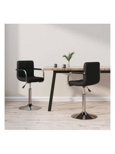 Sonata H Въртящи се трапезни столове, 2 бр, черни, изкуствена кожа