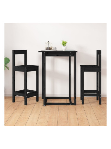 Sonata H Бар столове 2 бр черни 40x41,5x112 см борово дърво масив