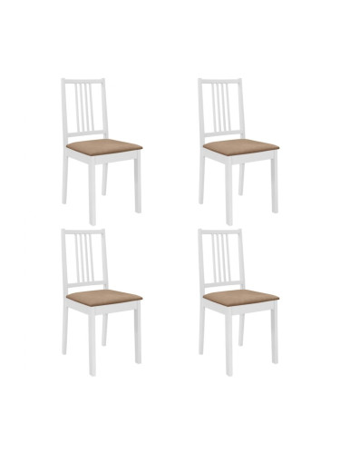 Sonata H Трапезни столове с тапицерия, 4 бр, бели, масивна дървесина