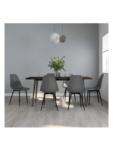Sonata H Трапезни столове, 6 бр, сиви, PP