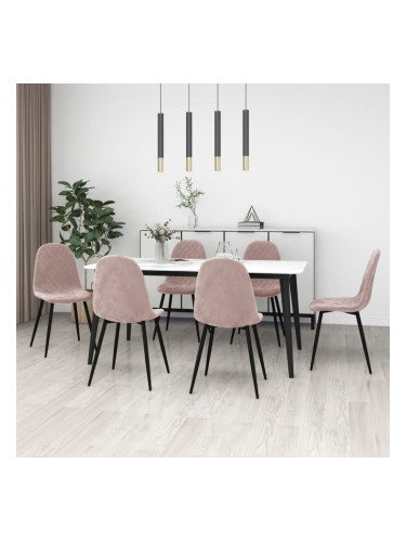 Sonata H Трапезни столове, 6 бр, розови, кадифе
