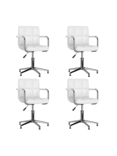 Sonata H Въртящи се трапезни столове, 4 бр, бели, изкуствена кожа