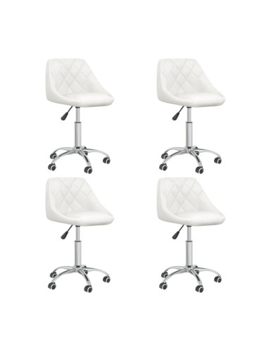 Sonata H Въртящи се трапезни столове, 4 бр, бели, изкуствена кожа