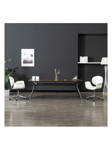 Sonata H Въртящи се трапезни столове, 2 бр, бели, изкуствена кожа