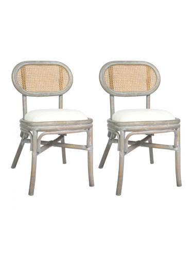 Sonata H Трапезни столове, 2 бр, сиви, тапицерия от лен