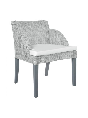 Sonata H Трапезен стол с възглавница, сив, естествен ратан