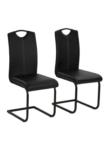 Sonata H Конзолни трапезни столове, 2 бр, черни, изкуствена кожа