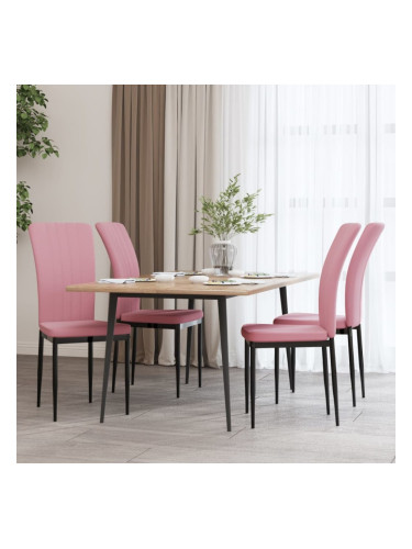 Sonata H Трапезни столове, 4 бр, розови, кадифе