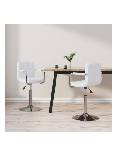 Sonata H Въртящи се трапезни столове, 2 бр, бели, изкуствена кожа