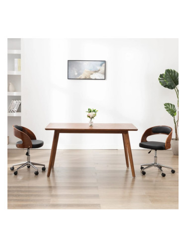 Sonata H Въртящ се трапезен стол, черен, извито дърво и изкуствена кожа