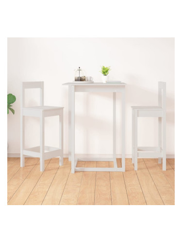 Sonata H Бар столове 2 бр бели 40x41,5x112 см борово дърво масив