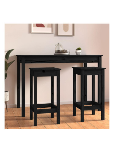 Sonata H Бар столове 2 бр черни 40x40x78 см борово дърво масив