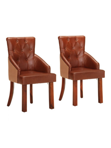 Sonata H Трапезни столове, 2 бр, кафяви, естествена козя кожа