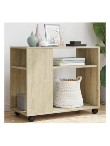 Sonata H Странична маса с колела дъб сонома 70x35x60 см инженерно дърво