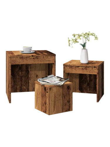 Sonata H Стифиращи маси, 3 бр, старо дърво, инженерно дърво