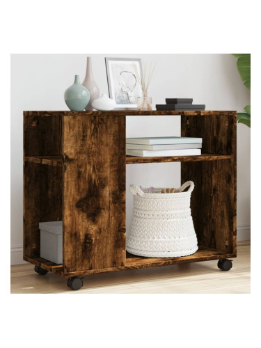 Sonata H Странична маса с колела опушен дъб 70x35x60 см инженерно дърво