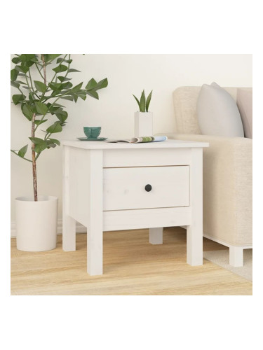Sonata H Странична масичка, бяла, 40x40x39 см, борово дърво масив