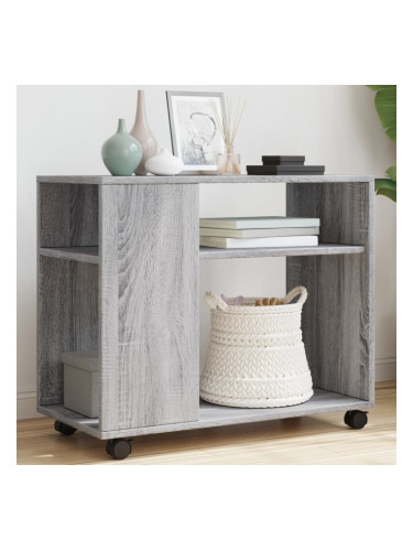 Sonata H Странична маса с колела сив сонома 70x35x60 см инженерно дърво