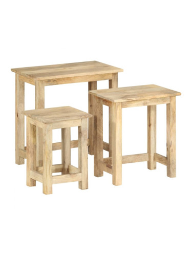 Sonata H Стифиращи маси, 3 бр, мангово дърво масив