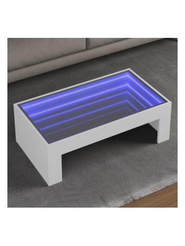 Sonata H Маса за кафе с Infinity LED, бяла, 90x50x30 см