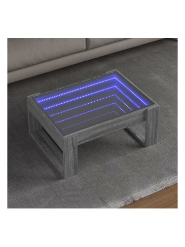 Sonata H Маса за кафе с Infinity LED, сив сонома, 70x53x30 см