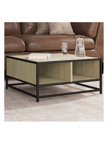 Sonata H Кафе маса, сонома дъб, 60,5x60,5x30 см, инженерно дърво и метал