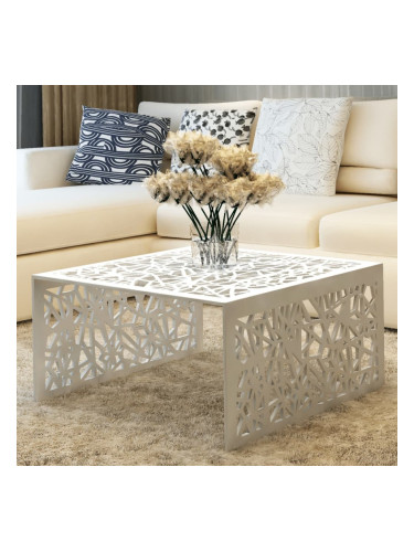Sonata H Маса за кафе, сребристи геометрични отворени форми, алуминий