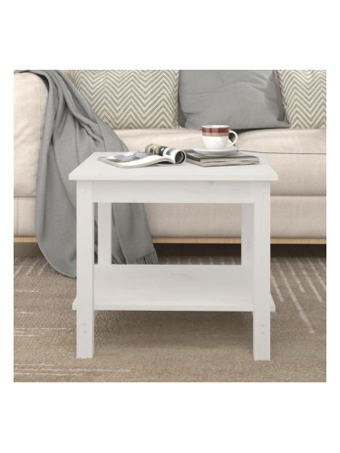 Sonata H Кафе маса, бяла, 50x50x45 см, борово дърво масив