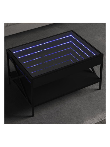Sonata H Маса за кафе с Infinity LED, черна, 70x50x38 см