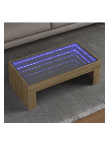 Sonata H Маса за кафе с Infinity LED, сонома дъб, 90x50x30 см