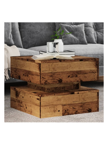 Sonata H Маса за кафе с LED осветление, старо дърво, 50x50x40 см