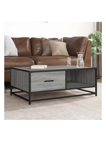 Sonata H Кафе маса, сив сонома, 90x57x35 см, инженерно дърво и метал