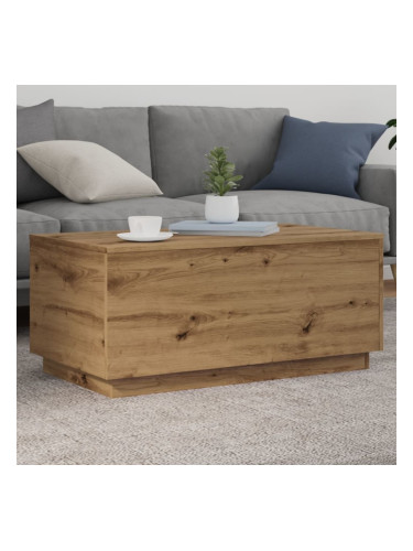 Sonata H Маса за кафе с LED осветление, дъб артизан, 90x50x40 см