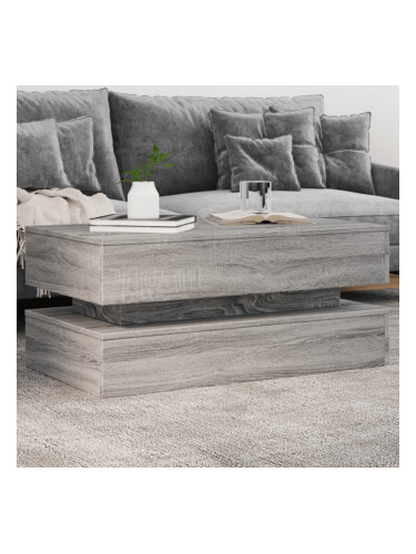 Sonata H Маса за кафе с LED осветление, сив сонома, 90x50x40 см