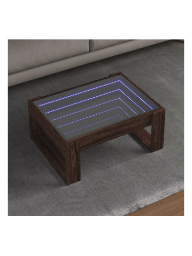 Sonata H Маса за кафе с Infinity LED, кафяв дъб, 70x53x30 см